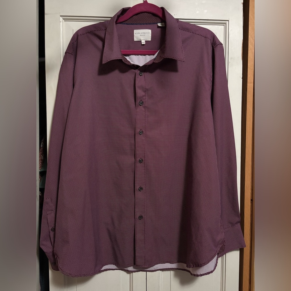 CON.STRUCT Slim Fit Polka Dot 4 way Stretch Shirt
